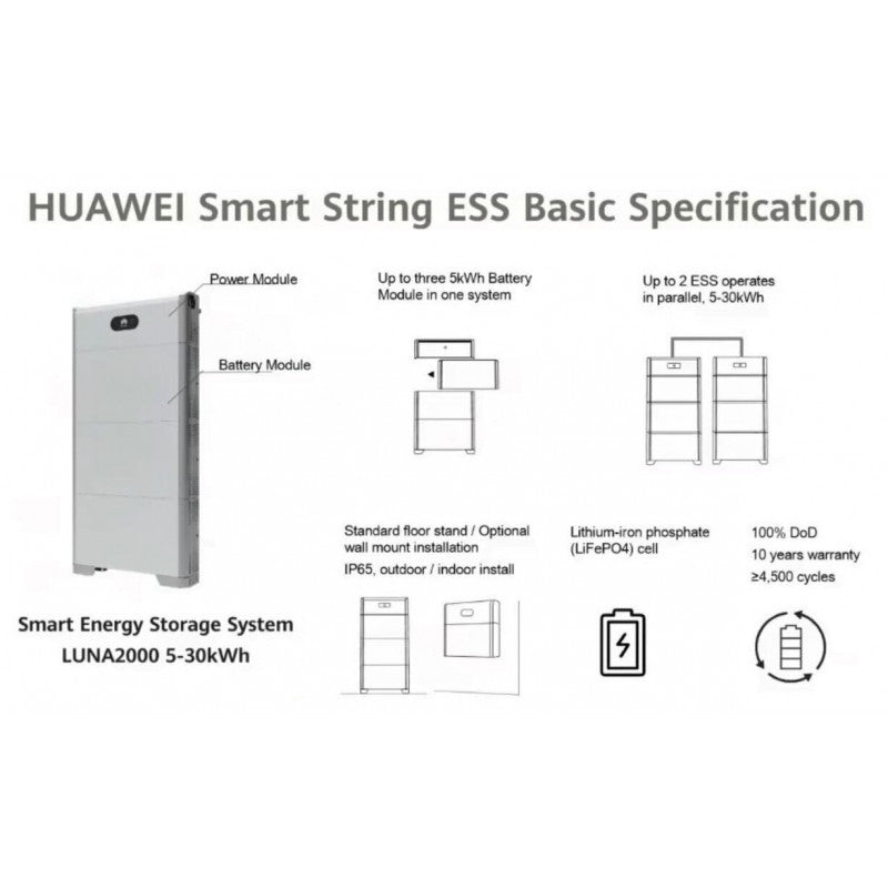 Batterie complémentaire Huawei - 5 kWh - Luna2000 Haute tension 360V