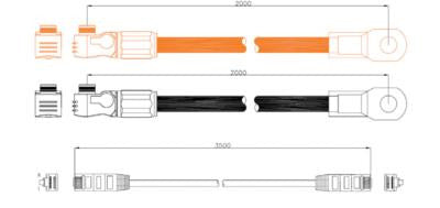 Câble batterie - Pylontech - Paire de Câbles liaison pour US2000 et US3000 vers Onduleur
