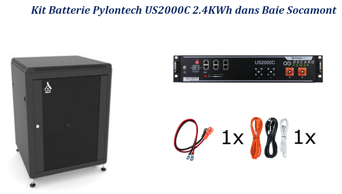 Kit Batterie Pylontech avec Baie de Stockage - US2000C de 2.4 à 9.6 kWh