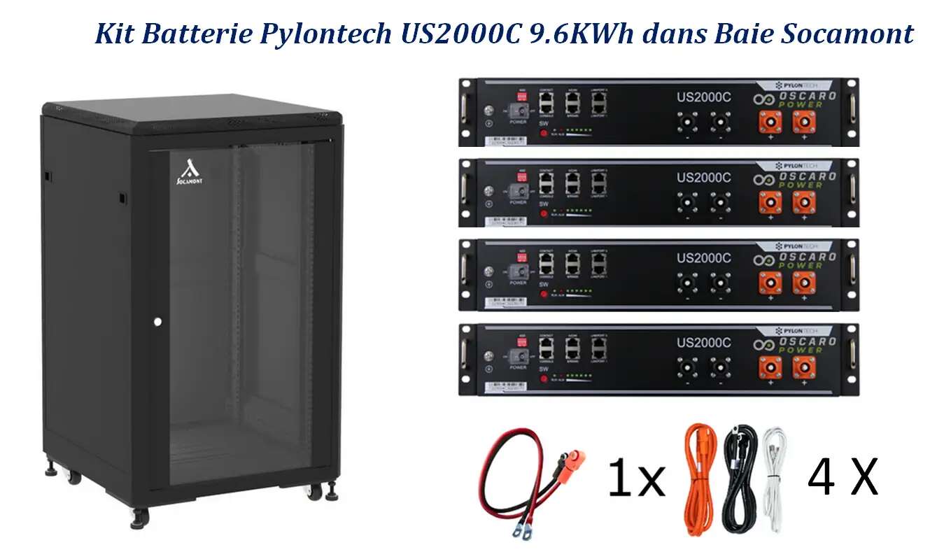 Kit Batterie Pylontech avec Baie de Stockage - US2000C de 2.4 à 9.6 kWh